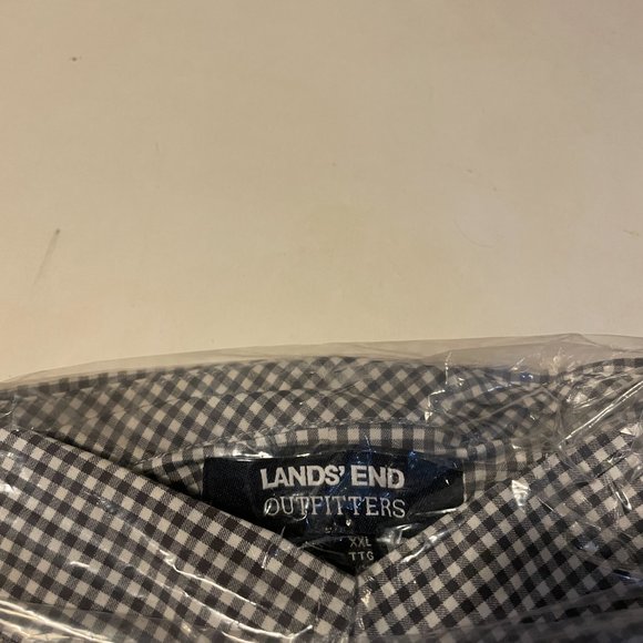 Lands' End Men's Straight Collar Stretch Shirt - Size XXL, Black/White Check - Picture 2 of 3